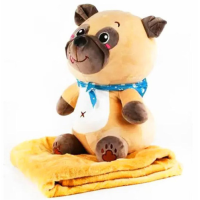 Дитяча м'яка іграшка "Собачка" L1130 іграшка з пледом, розмір 50 см (L1130)