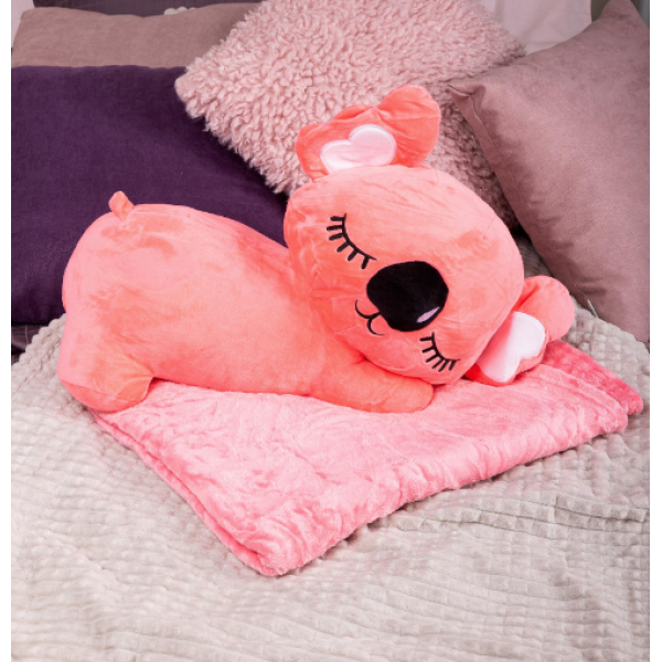 Дитяча м'яка іграшка "Коала" L1129(Pink) іграшка з пледом, розмір 50 см (L1129(Pink))