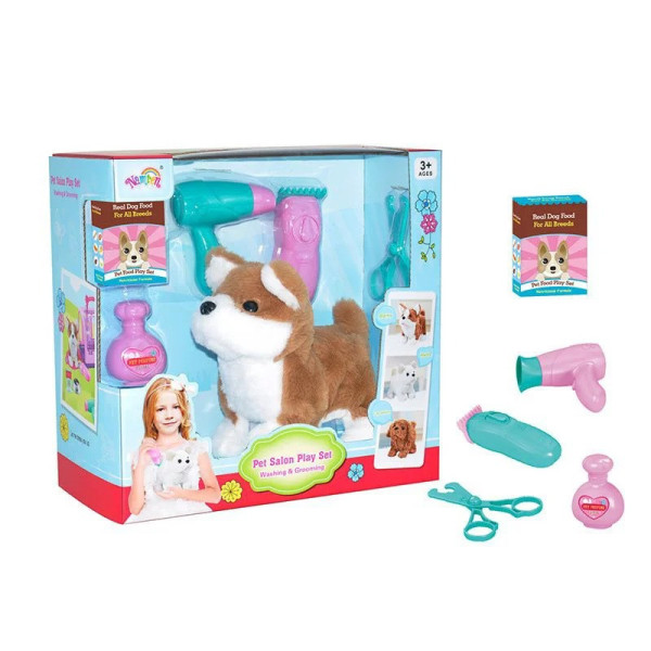 Игрушечная собака с набором грумера T823-1 плюшевая