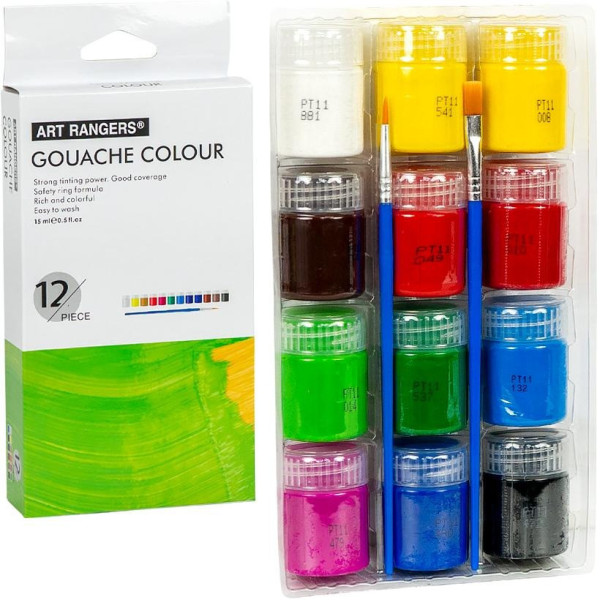 Набір акрилових фарб "Art Ranger Glass" A12015-2, 12 кольорів 15 мл (A12015-2)