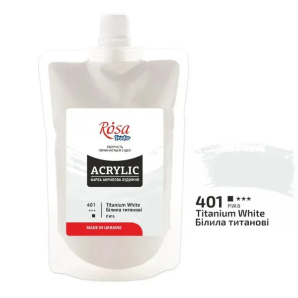 Фарба акрилова художня еластична "Білила титанові" 401, 200 мл (401)