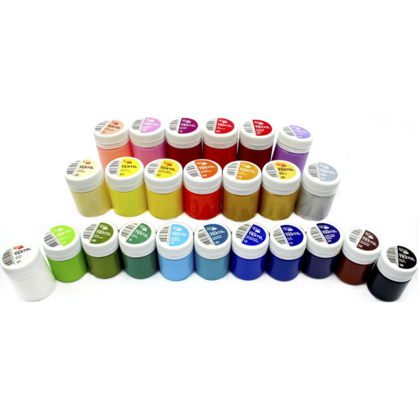 Набір акрилової фарби для розпису тканин 13420217, 24 баночки (13420217)