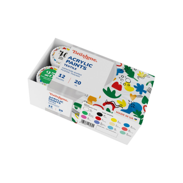 Акрилова фарба текстильна Набір 4201 Brushme AP4201, 12 кольорів