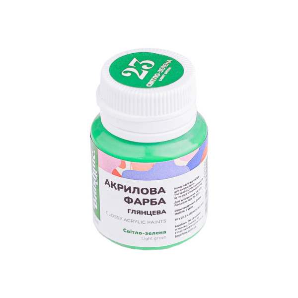 Акрилова фарба глянцева Світло-зелена Brushme ACPT23 20 мл