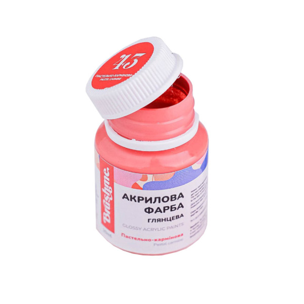 Акрилова фарба глянцева Пастельно-кармінова Brushme ACPT43 20 мл