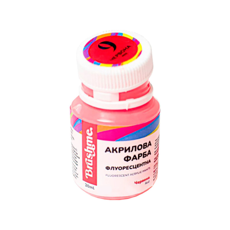 Акриловая краска флуоресцентная Красная Brushme FAP09 20 мл