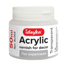 Лак акриловий глянсовий для декору Ідейка AL003 (прозорий) 50 мл                                             (AL003)