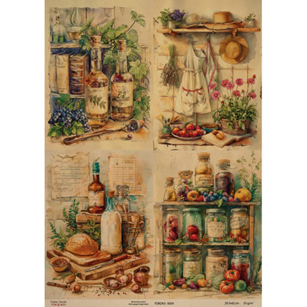 Декупажна карта на крафт-папері "Ботаніка Вінтаж" FDKDA3-0059, 29,7x42 см (FDKDA3-0059)