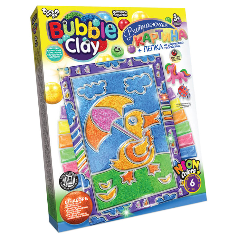 Набір для творчості Вітражна картина Bubble Clay 8063DT, 6 видів
