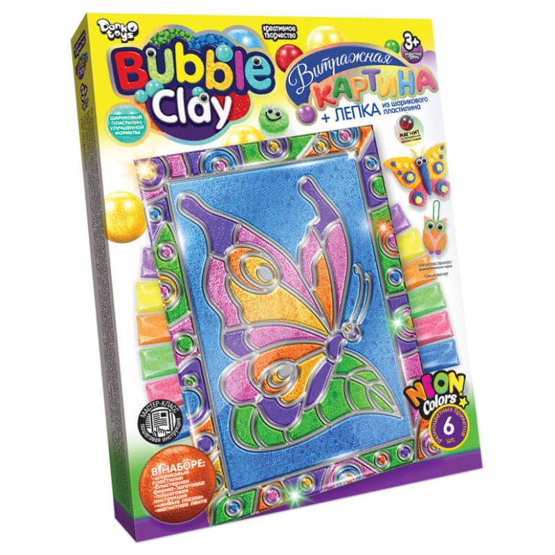 Набір для творчості Вітражна картина Bubble Clay 8063DT, 6 видів