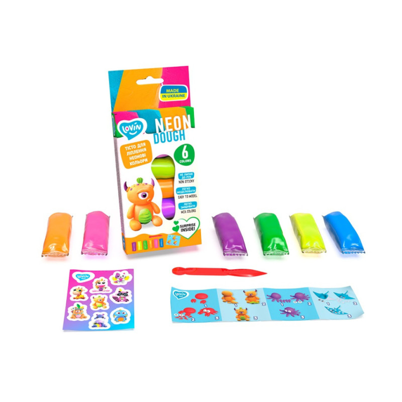 Набор теста для лепки "Neon Assorted" TM Lovin 41197, 6 цветов