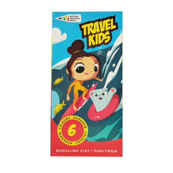 Дитячий пластилін "Travel Kids" 331008/TK восковий, 6 кольорів по 12 г (331008/TK)