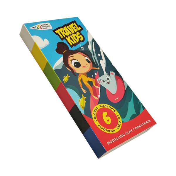 Дитячий пластилін "Travel Kids" 331008/TK восковий, 6 кольорів по 12 г (331008/TK)
