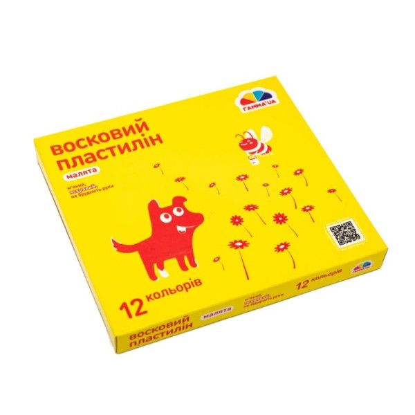 Дитячий восковий пластилін "Малята" 100305, 12 кольорів 144 г (100305)