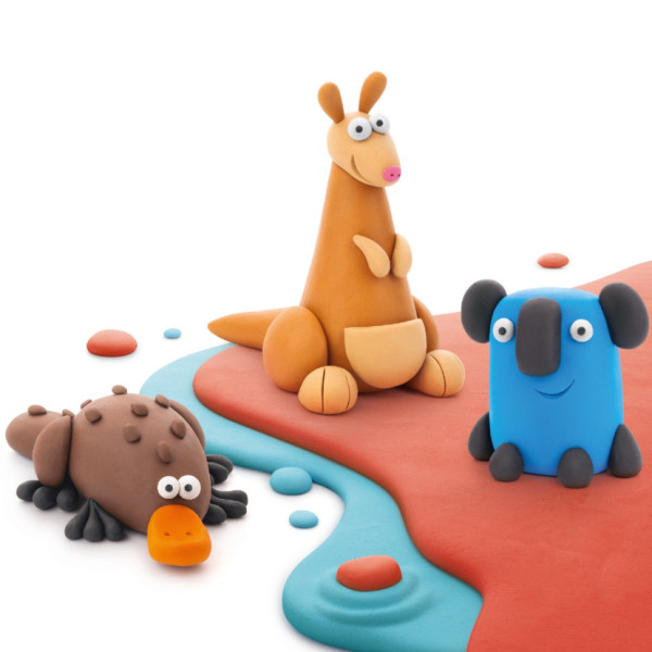 Набір самозатвердіючого пластиліну Австралійські тварини: качконіс, кенгуру, коала ЛІПАКА 60052-UA (60052-UA01)