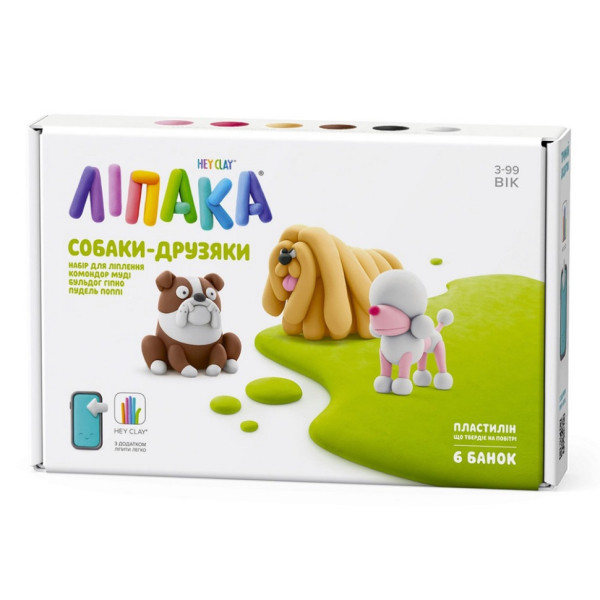 Набор пластилина "Собаки-Друзья: Комондор Муди, Бульдог Гипно, Пудель Поппи" ЛИПАКА 60057-UA01 самостоятельно затвердевает(60057-UA01)