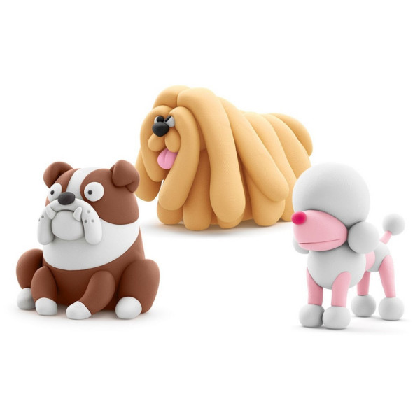 Набор пластилина "Собаки-Друзья: Комондор Муди, Бульдог Гипно, Пудель Поппи" ЛИПАКА 60057-UA01 самостоятельно затвердевает(60057-UA01)