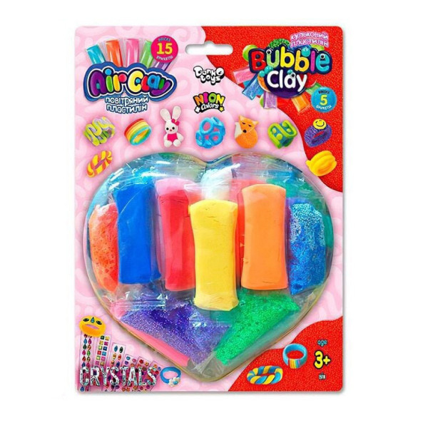 Креативна творчість із пластиліну "Air Clay+Bubble Clay" ARBB-03-01 блістер 15 брикетів (ARBB-03-01)