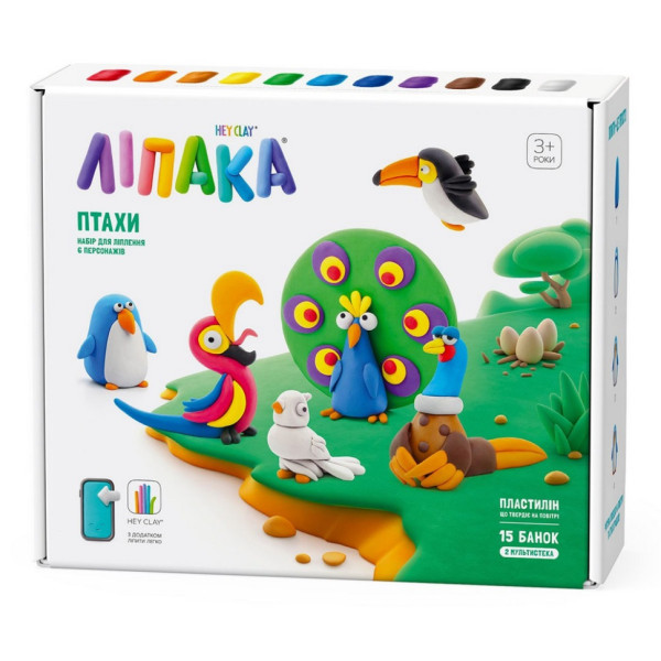 Меганабор пластилина "Птицы" ЛИПАКА 15013-UA01 самостоятельно затвердевает(15013-UA01)