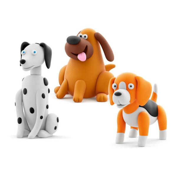 Набор пластилина "Собаки-Друзья: Далматинец Турбо, Лабрадор Ням-Ням, Бигль Воки" ЛИПАКА 60058-UA01 самостоятельно затвердевает(60058-UA01)