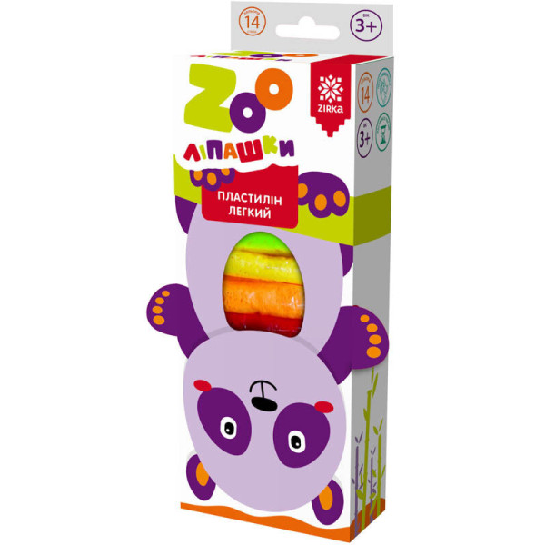 Пластилин лёгкий ZOOлипашки "Панда" ZIRKA 140214 (14 разноцветных стиков по 6 г)