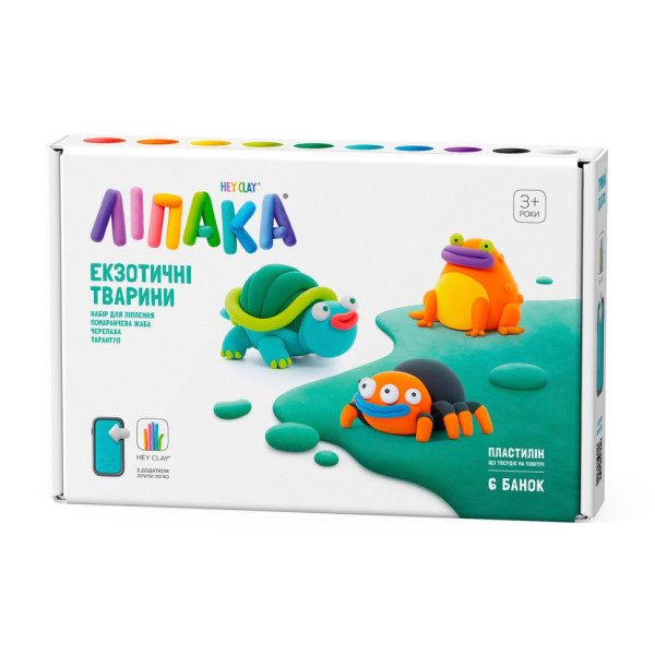 Набір самозатвердіючого пластиліну Екзотичні тварини Тарантул, черепаха, жаба ЛІПАКА 60050-UA01 (60050-UA01)