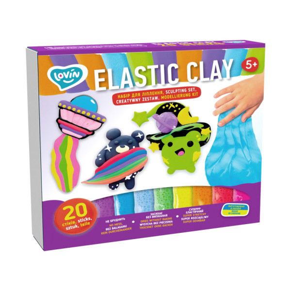 Набір для ліплення з повітряним пластиліном Elastic Clay 70140, 20 стиків (70140)