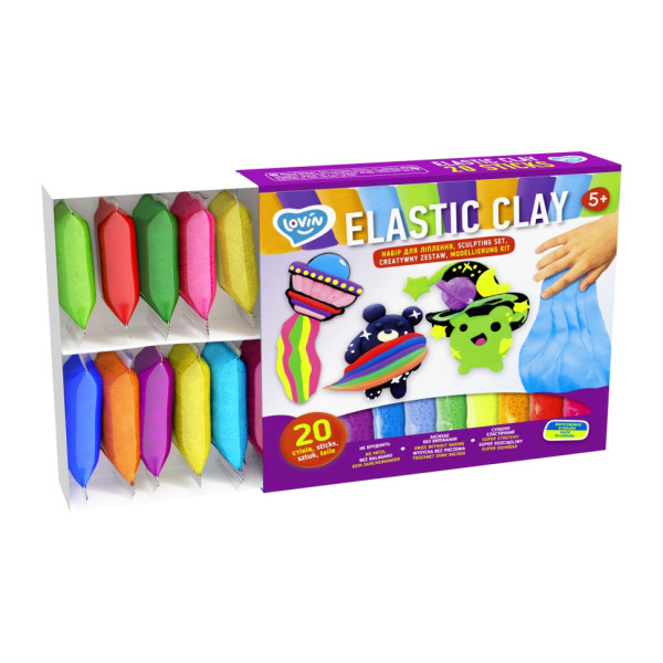 Набір для ліплення з повітряним пластиліном Elastic Clay 70140, 20 стиків (70140)