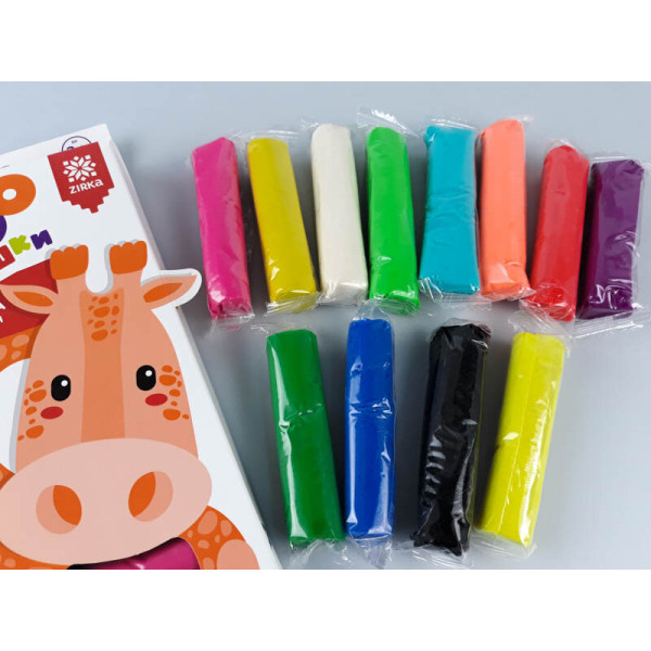 Тісто для ліплення ZOOлипашки "Жираф" ZIRKA 140211 (12 різнокольорових стиків по 35 г) (140211)