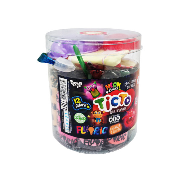 Креативное творчество "Тесто для лепки "FLUORIC" TMD-FL-12-01U 12 цветов(TMD-FL-12-01U)