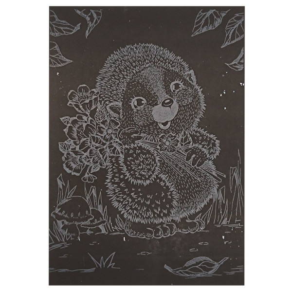 Гравюра А5 "Їжачок із квітами" ГрА5с-15 економ-варіант у пакеті 21 х 14,8 см (ГрА5с-15)