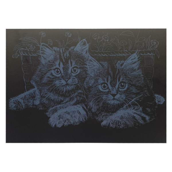 Гравюра А4 "Кошки" ГрА4-13с эконом вариант в пакете 29,7х21 см(ГрА4-13с)