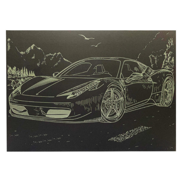 Гравюра А4 "Спорткар-1" ГрА4-8з економ варіант в пакеті 29,7х21 см (ГрА4-8з)