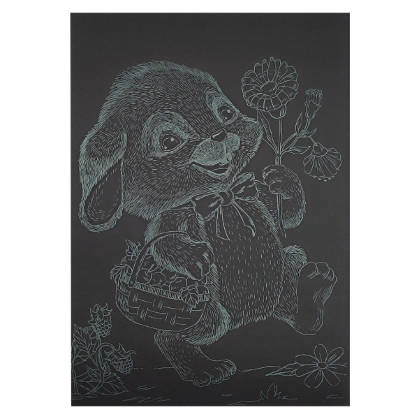 Гравюра А5 "Зайчик на прогулке" ГрА5з-7 эконом вариант в пакете 21 х 14,8 см(ГрА5з-7)