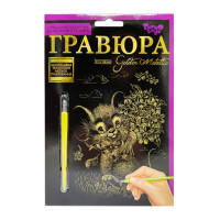 Гравюра А5 "Ведмедик з квітами" ГР-А5-11з 21х14,8 см (ГР-А5-11з)