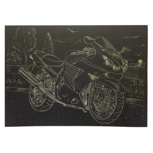 Гравюра А4 "Мотоцикл-1" ГрА4-12з економ варіант в пакеті 29,7х21 см (ГрА4-12з)