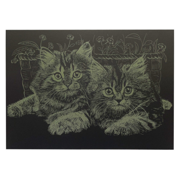 Гравюра А4 "Коти" ГрА4-13з економ варіант в пакеті 29,7х21 см (ГрА4-13з)
