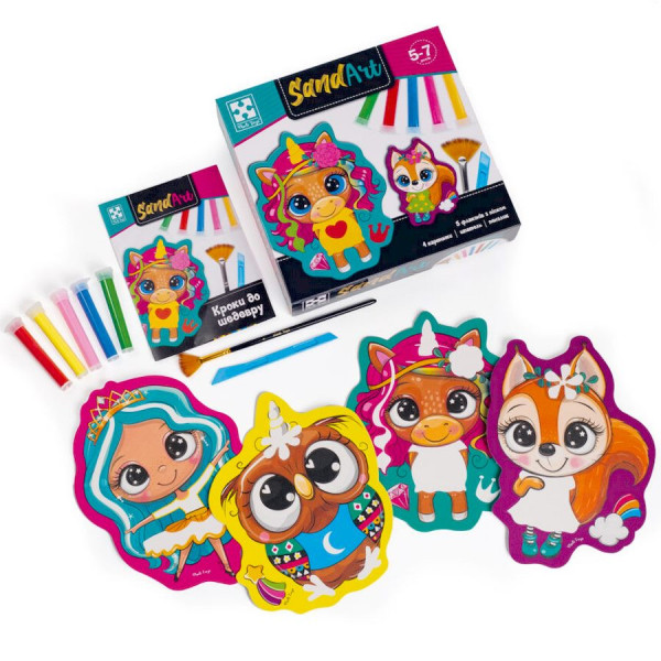 Набір для творчості "Sand Art Веселі друзі" VT4501-01, 5 флаконів з піском (VT4501-01)