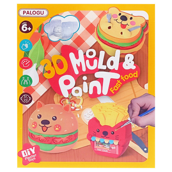 Набір для творчості Гіпсова розмальовка "Fast Food" S138-33(Fast food) гіпс, форми, фарби (S138-33(Fast food))