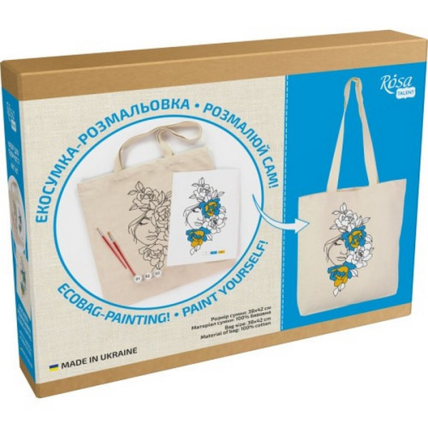 Набір для творчості екосумка-розмальовка "Квіти у волоссі" N0003621, 38х42 см (N0003621)