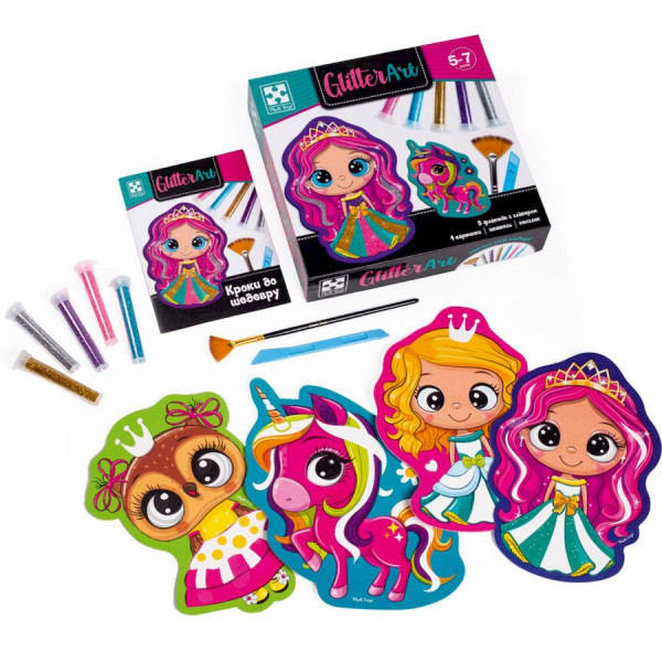 Набір для творчості "Glitter Art Казкові принцеси" VT4501-10, 5 флаконів з глітерами (VT4501-10)