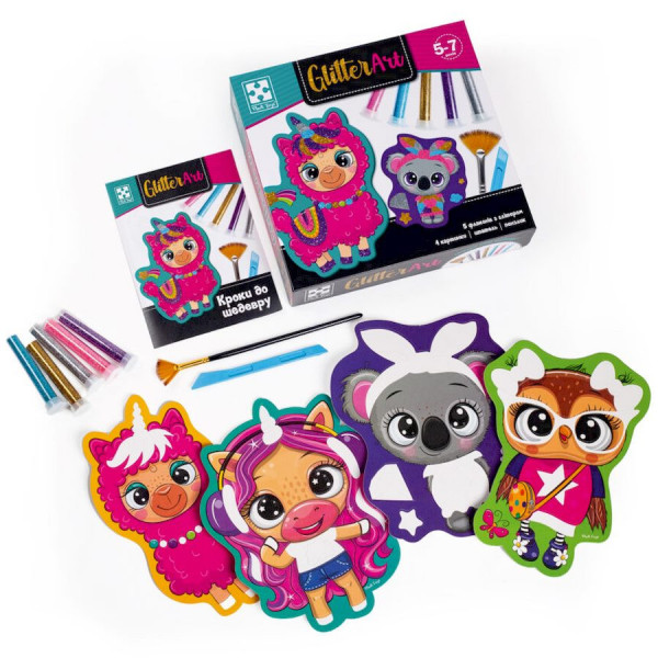 Набір для творчості "Glitter Art Блискучі звірята" VT4501-11, 5 флаконів з гліттерами (VT4501-11)