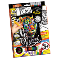 Набір для творчості Оксамитова розмальовка фломастерами VLV-01, 10 видів  Тигр 1 (VLV-01-04)