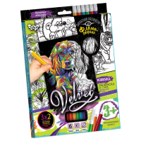 Комплект креативного творчества "Бархатная раскраска фломастерами" VLV-01 Щенок 1(VLV-01-02)