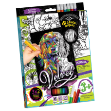 Набір для творчості Оксамитова розмальовка фломастерами VLV-01, 10 видів  Цуценя 1 (VLV-01-02)