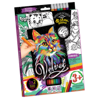 Набір для творчості Оксамитова розмальовка фломастерами VLV-01, 10 видів  Кошеня (VLV-01-10)