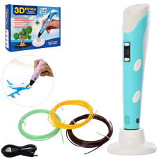 3D ручка з LED екраном AK0010, 19см, тип філаменту(пластик)-PLA, на акумуляторі, USB-шнур (AK0010(Turquoise))