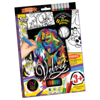 Комплект креативного творчества "Бархатная раскраска фломастерами" VLV-01 Щенок 2(VLV-01-07)