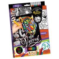 Комплект креативного творчества "Бархатная раскраска фломастерами" VLV-01 Тигр 2(VLV-01-06)
