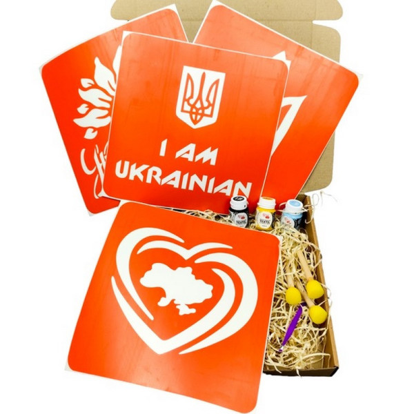 Набір для малювання по тканині "I Am Ukrainian, Тризуб, Мапа України, Україна квітуча" paint-n064-n059-n080-n058 (paint-n064-n059-n080-n058)